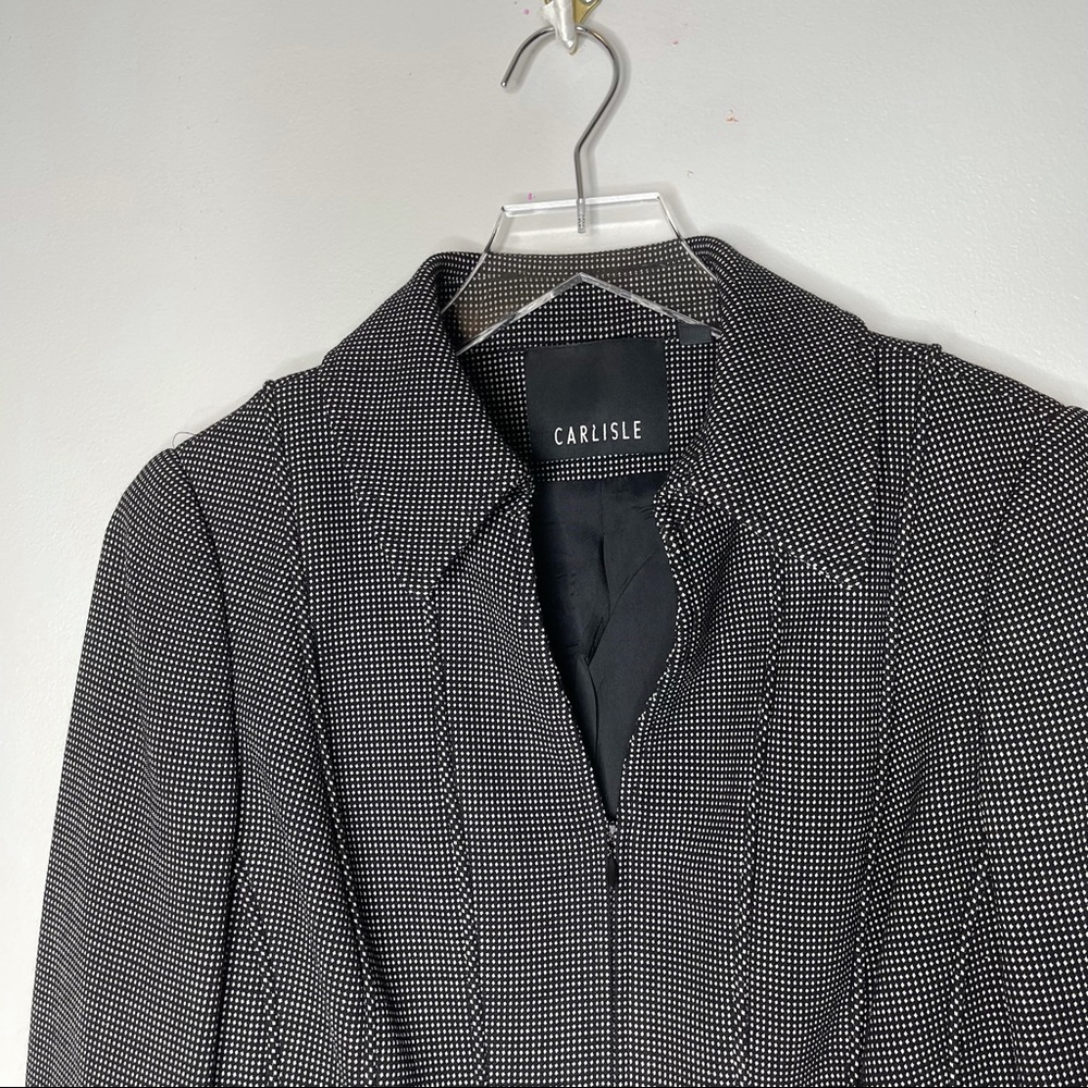 Carlisle Tailored Wool Blend Jacket Blazer Size 4 Black White Micro Dot - Picture 4 of 14